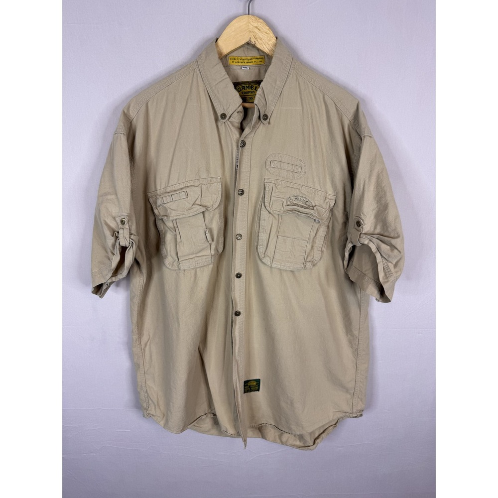 Camel Trophy Adventure Wear Mens 4XL Khaki Short Sleeve Safari Utility Shirt VTG